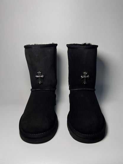 Remake Custom Snow Boots - Sheepskin Mid-Calf with Cross Hardware -  donclickin