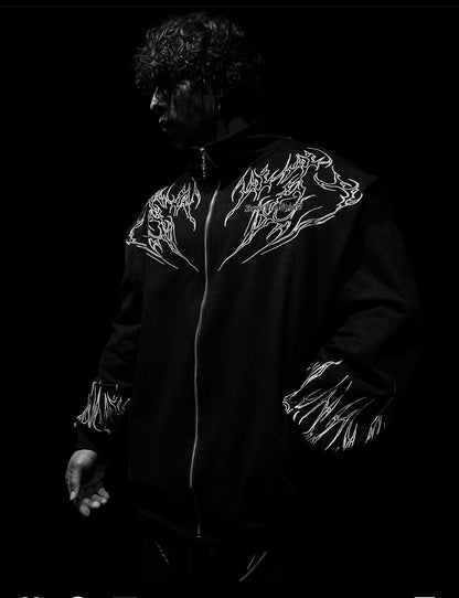 Breathedivinity Heavyweight Embroidered Track Jacket - Stand Collar