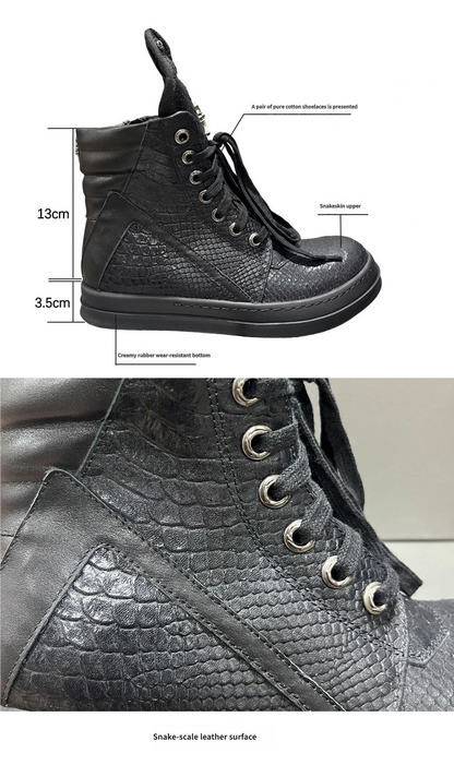 Revised RO Geobasket High-Top - Rick Owens Snake Embossed Leather  