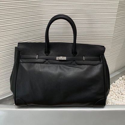 Archive Padlock Weekender - Oversized Lychee Leather Commuter Gym Bag 