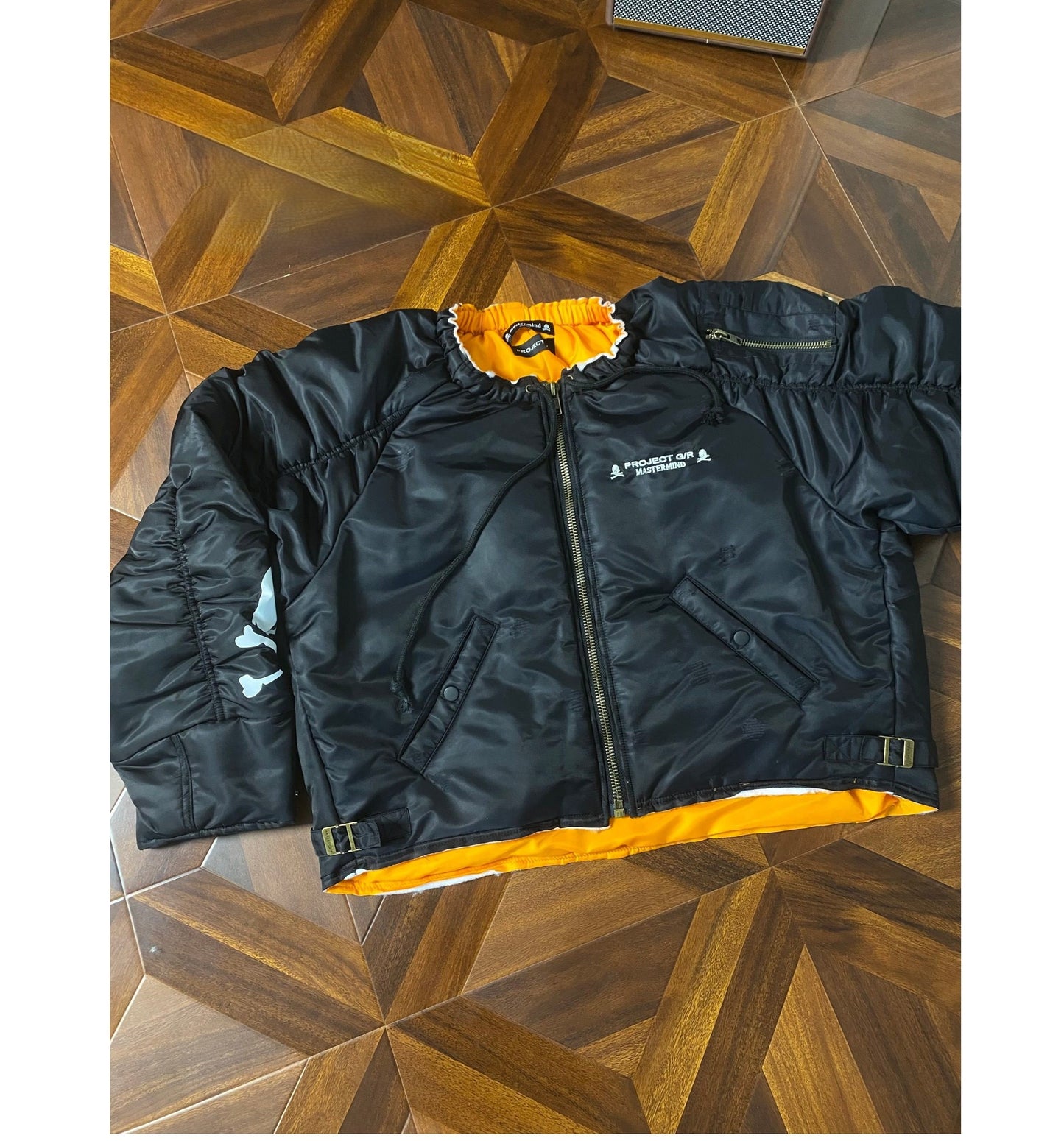 Graliz LEARL Project (G/R) Mastermind Skull Puffer - Collarless Cropped Jacket 