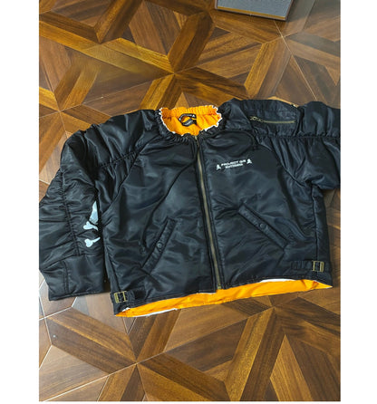 Graliz LEARL Project (G/R) Mastermind Skull Puffer - Collarless Cropped Jacket 