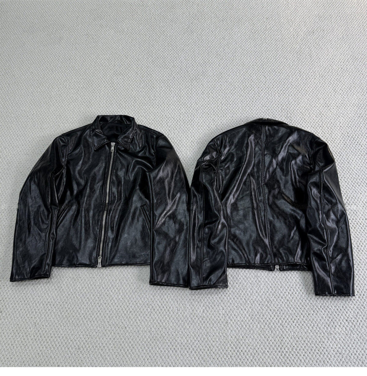 Revised Our Legacy Mini Jacket - Boxy Double-Zip Glossy Cowhide Leather