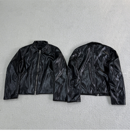 Revised Our Legacy Mini Jacket - Boxy Double-Zip Glossy Cowhide Leather