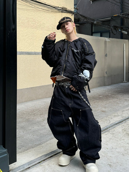 Graliz LEARL Project (G/R) Mastermind Skull Puffer - Collarless Cropped Jacket 