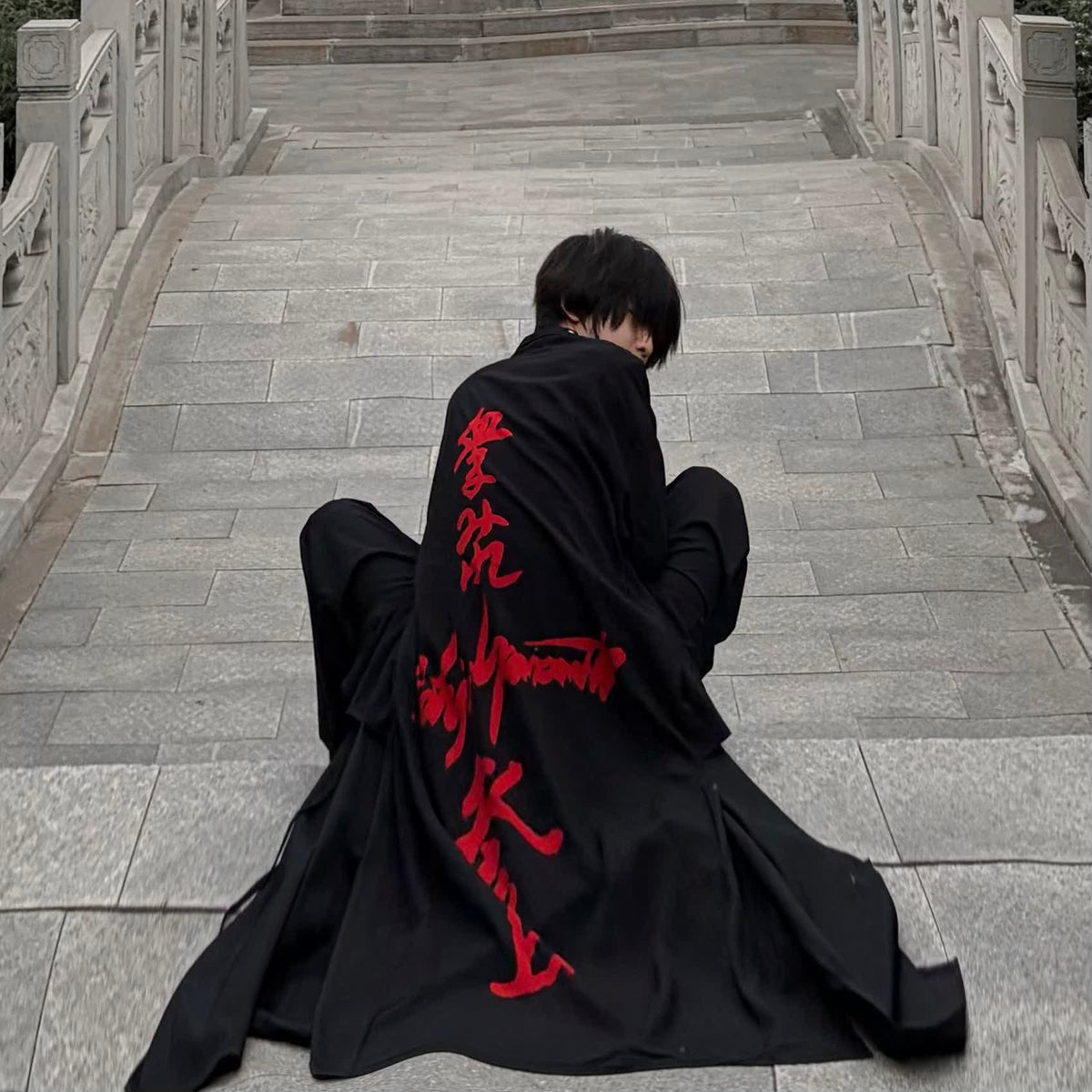 Yohji Crimson Splatter Long Shirt - Irregular Darkwear Trench 