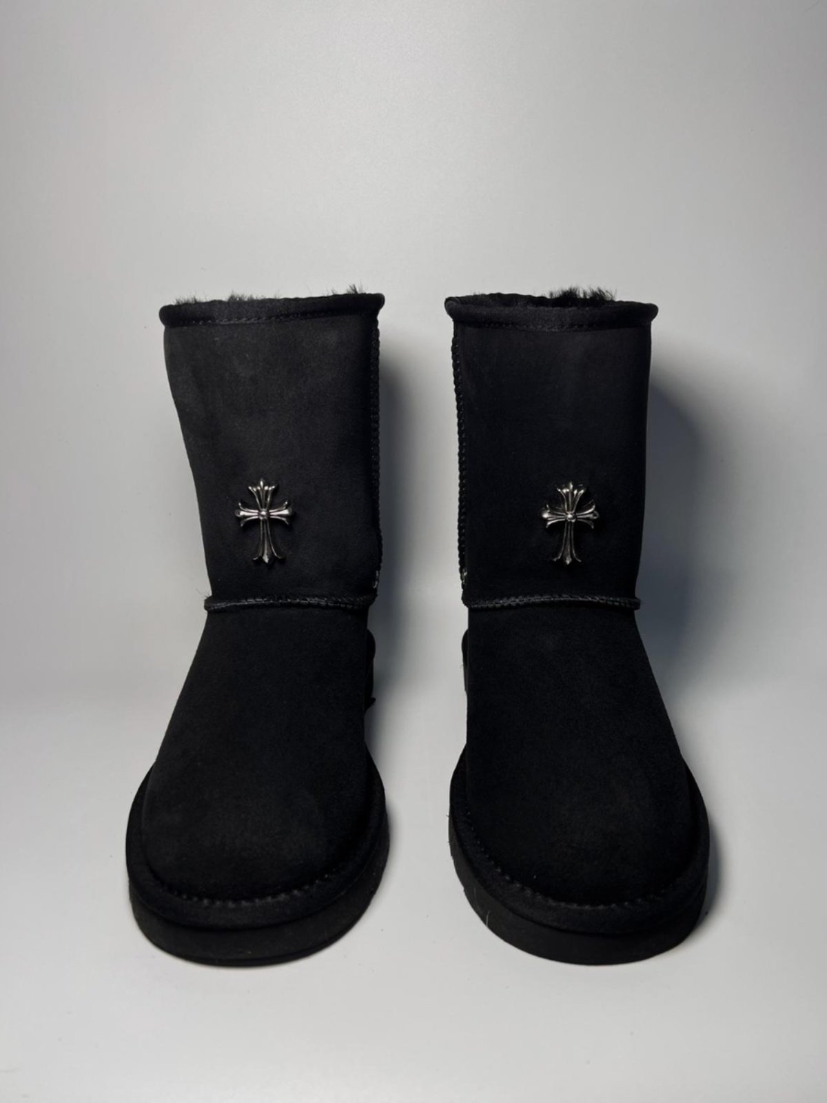 Remake Custom Snow Boots - Sheepskin Mid-Calf with Cross Hardware -  donclickin
