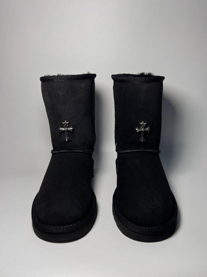 Remake Custom Snow Boots - Sheepskin Mid-Calf with Cross Hardware -  donclickin