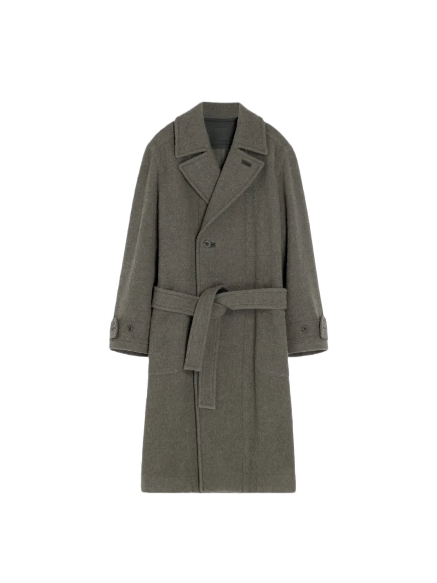 Revised Lemaire Alpaca Wool Blend Coat - Convertible Collar Tie-Belt Overcoat - donclickin