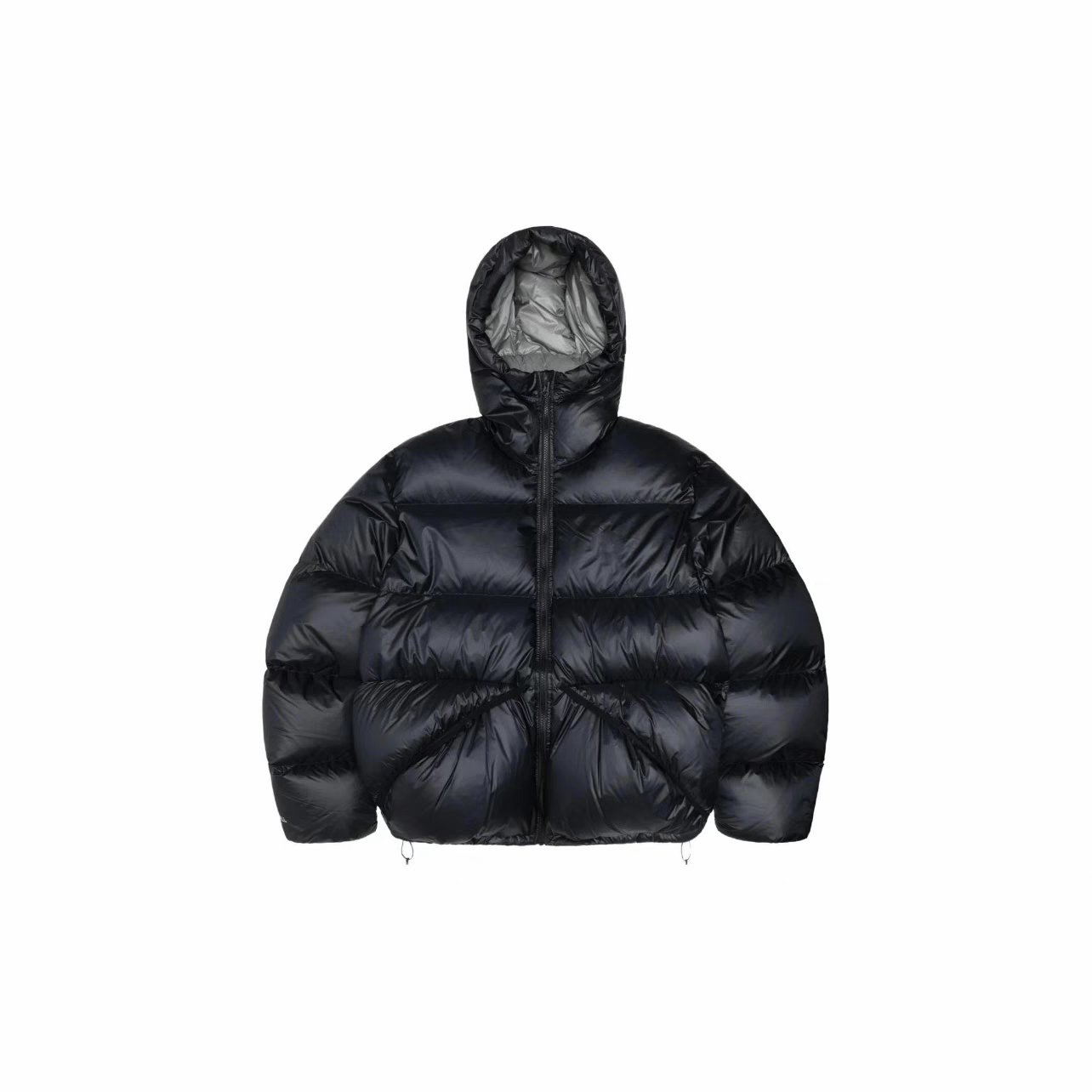 Revised Stussy Color Block White Duck Down Puffer - Hooded Cropped Jacket 