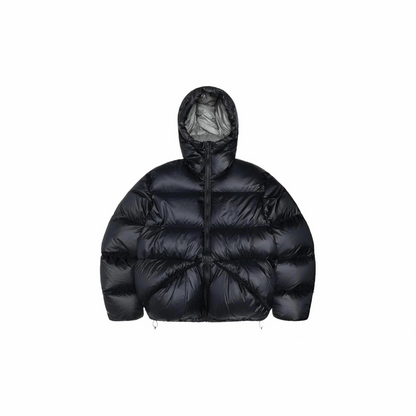 Revised Stussy Color Block White Duck Down Puffer - Hooded Cropped Jacket 