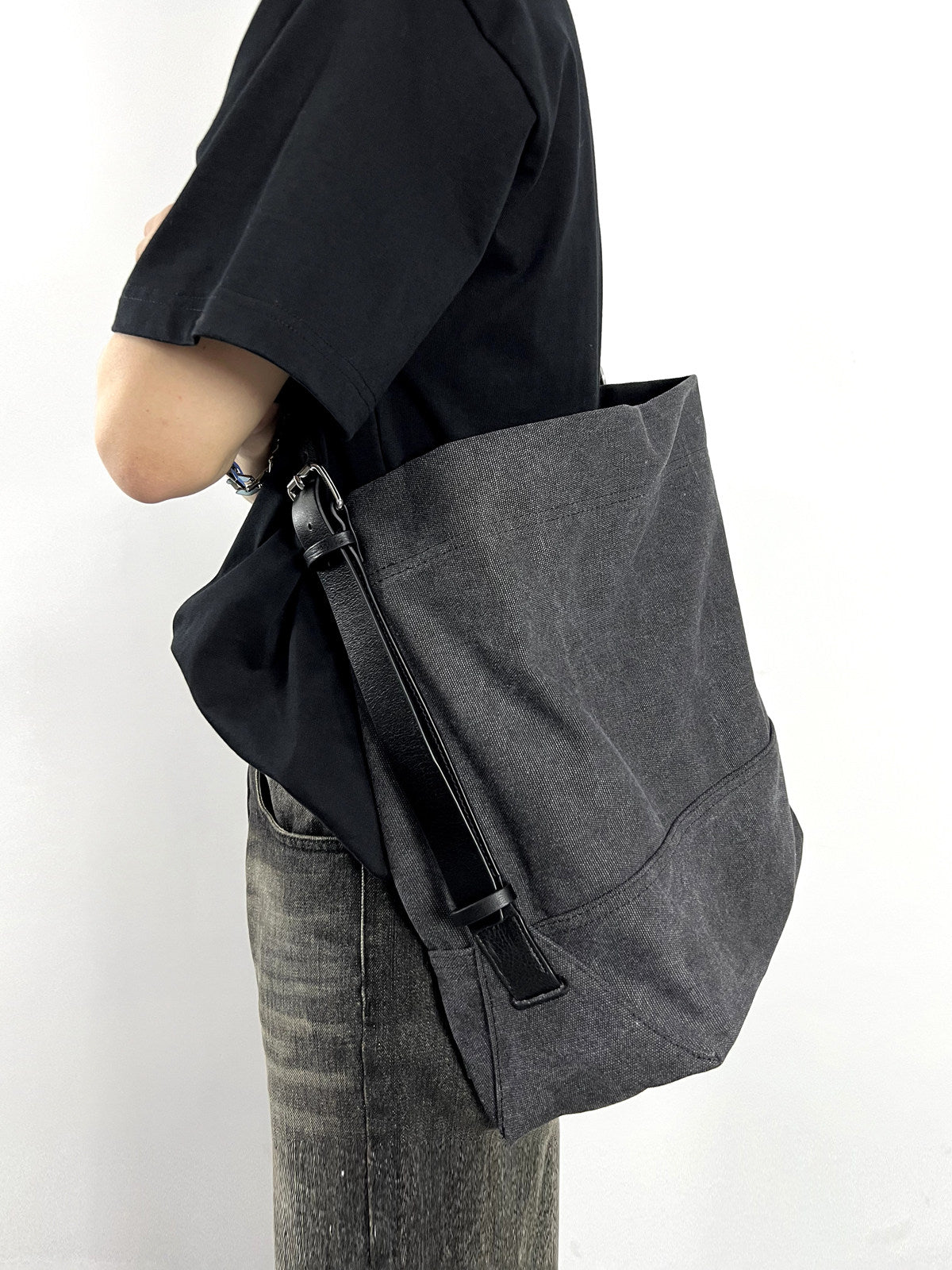 Revised Lemaire Vintage Washed Canvas Hobo Tote - Jennie Shoulder Bag 