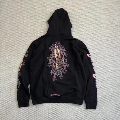 Revised Chrome Deadly Doll Phantom Cross Zip-Up Hoodie - Oversized Gothic - donclickin