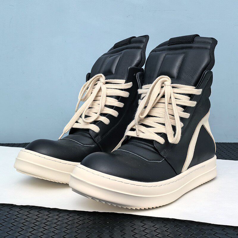 RO Jumbo Lace Geobasket - Rick Owens High-Top Leather Sneakers