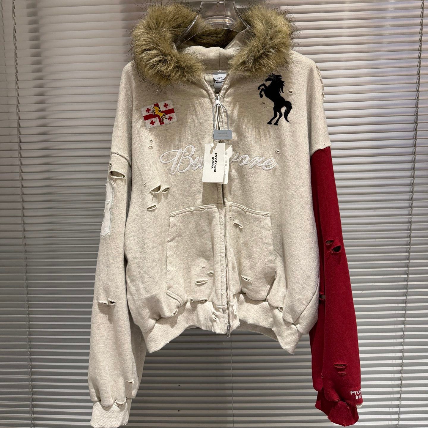 Revised Protocol Index Hoodie - Vintage Washed Distressed Warhorse Jacket 