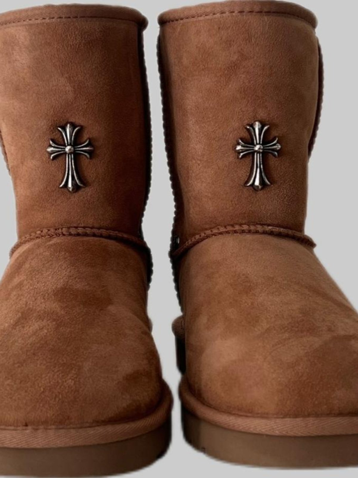 Remake Custom Snow Boots - Sheepskin Mid-Calf with Cross Hardware -  donclickin