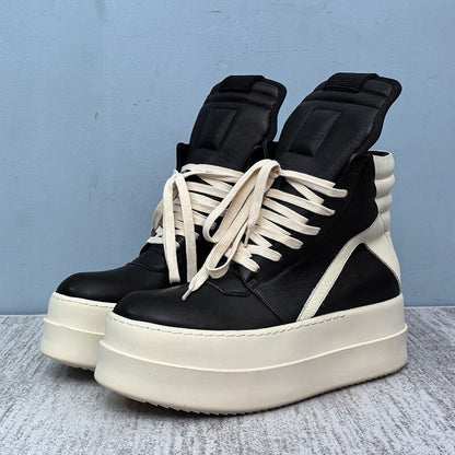 RO Jumbo Lace Geobasket - Rick Owens High-Top Leather Sneakers