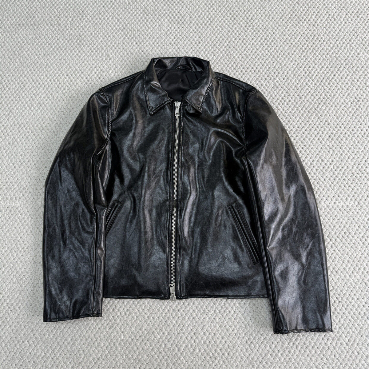 Revised Our Legacy Mini Jacket - Boxy Double-Zip Glossy Cowhide Leather