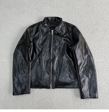 Revised Our Legacy Mini Jacket - Boxy Double-Zip Glossy Cowhide Leather