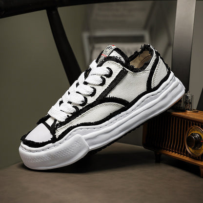 Revised Maison Mihara Yasuhiro Wavy Dissolved Sole Sneakers - MMY Canvas White