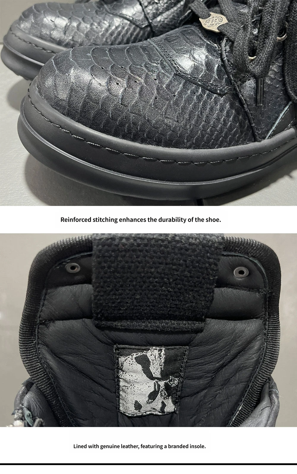 Revised RO Geobasket High-Top - Rick Owens Snake Embossed Leather  