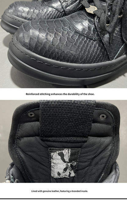 Revised RO Geobasket High-Top - Rick Owens Snake Embossed Leather  