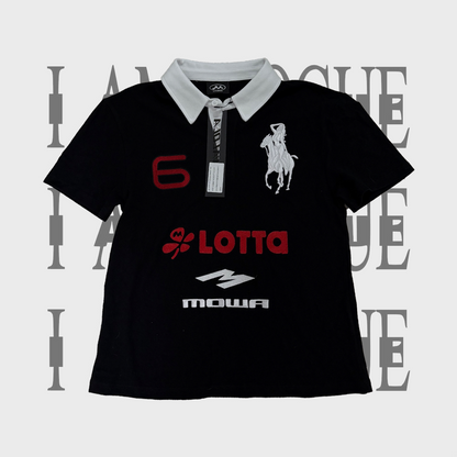 Mowalola ATL Angel Horse Polo - Contrast Collar Slim Embroidered Shirt