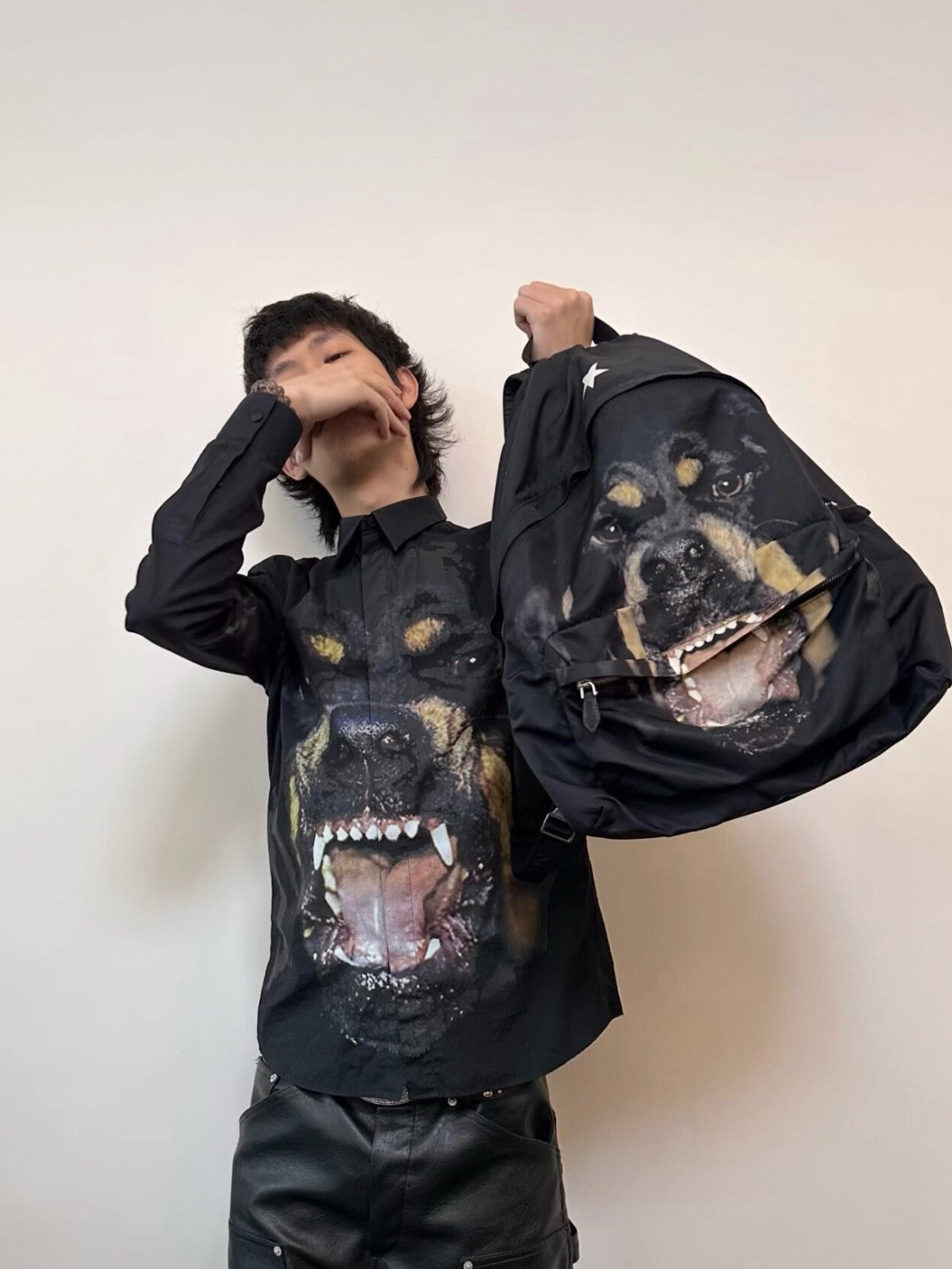 Opium GVC Rottweiler Graphic Backpack - Gothic Star Canvas Daypack 