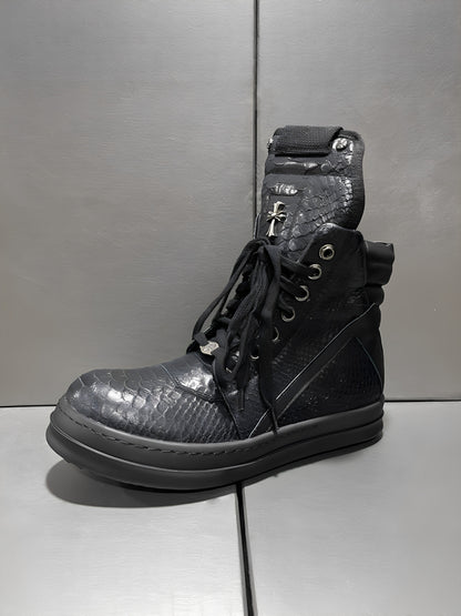 Revised RO Geobasket High-Top - Rick Owens Snake Embossed Leather  