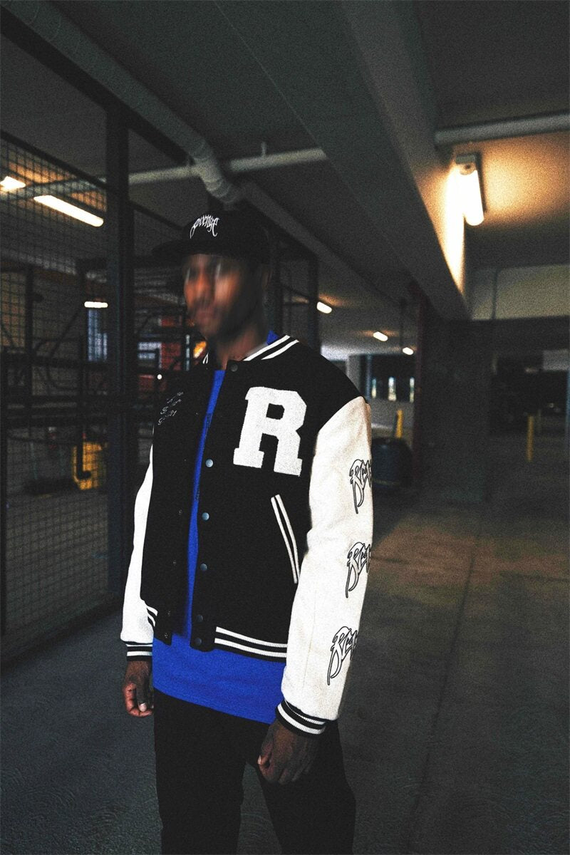 Revenge Jacket - Vintage Skull Embroidery Varsity  