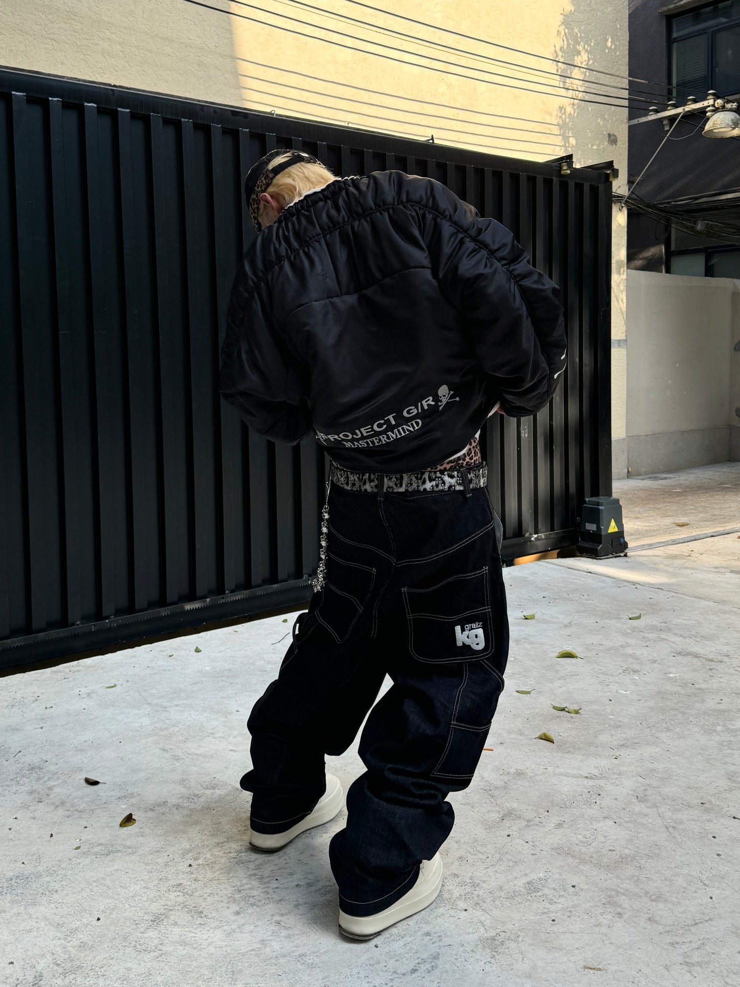 Graliz LEARL Project (G/R) Mastermind Skull Puffer - Collarless Cropped Jacket 