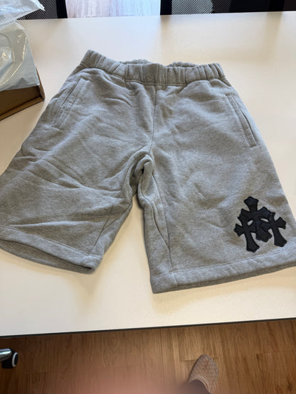 Chrome Lambskin Cross Patch Sweatshorts - Heavy Heather Grey