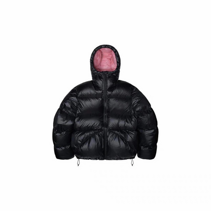 Revised Stussy Color Block White Duck Down Puffer - Hooded Cropped Jacket 