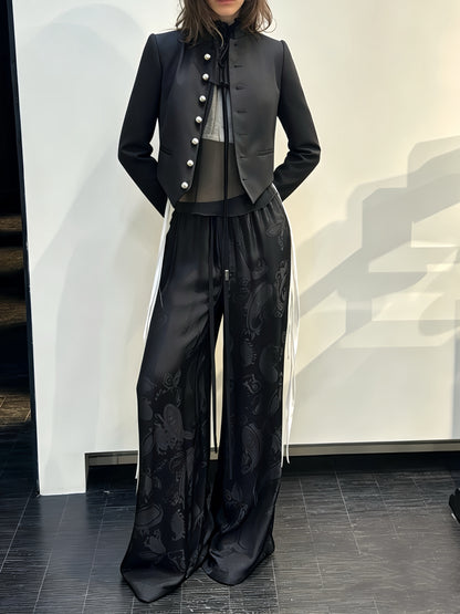 Annd Gothic Napoleon Jacket - Silver Button Cropped Coat - donclickin