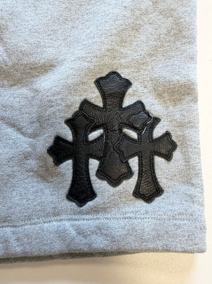 Chrome Lambskin Cross Patch Sweatshorts - Heavy Heather Grey