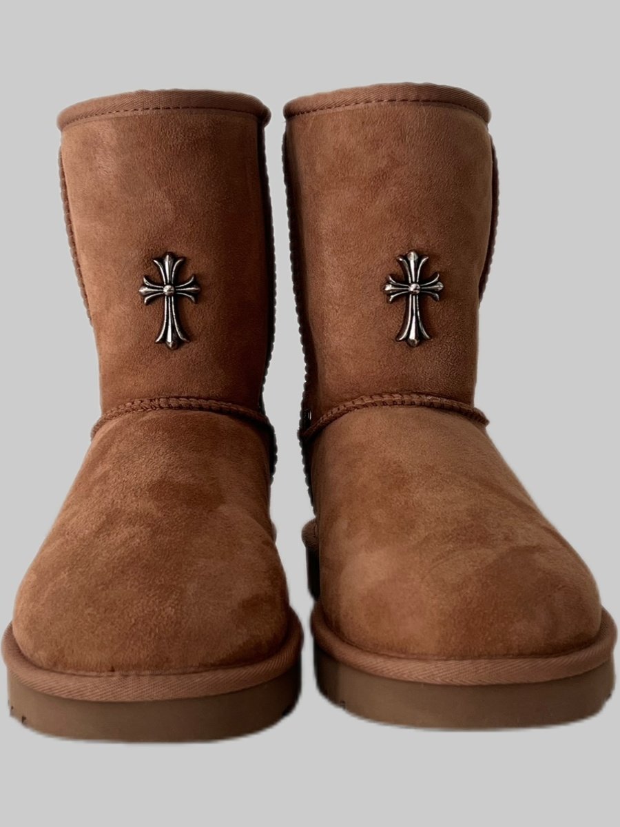 Remake Custom Snow Boots - Sheepskin Mid-Calf with Cross Hardware -  donclickin