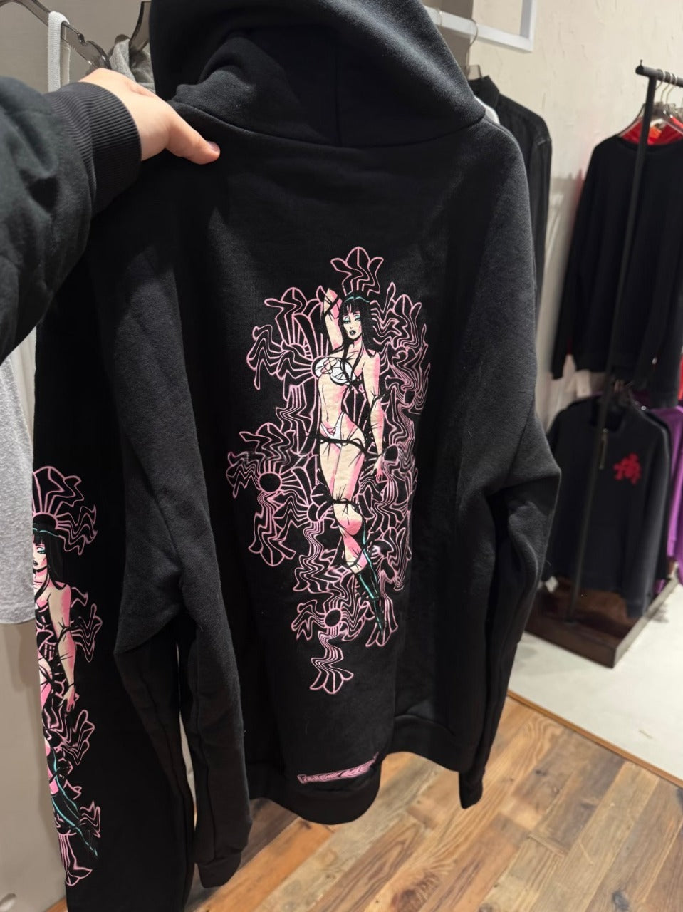 Revised Chrome Deadly Doll Phantom Cross Zip-Up Hoodie - Oversized Gothic - donclickin
