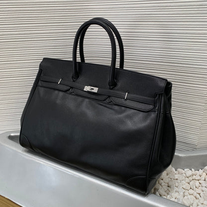 Archive Padlock Weekender - Oversized Lychee Leather Commuter Gym Bag 