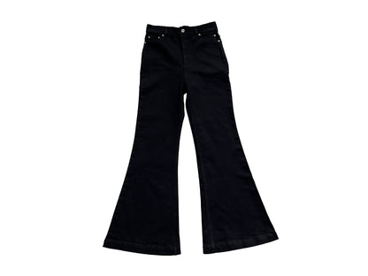 RO Bolan Bootcut Jeans - Rick Owen Brushed Black Stretch Flared Denim