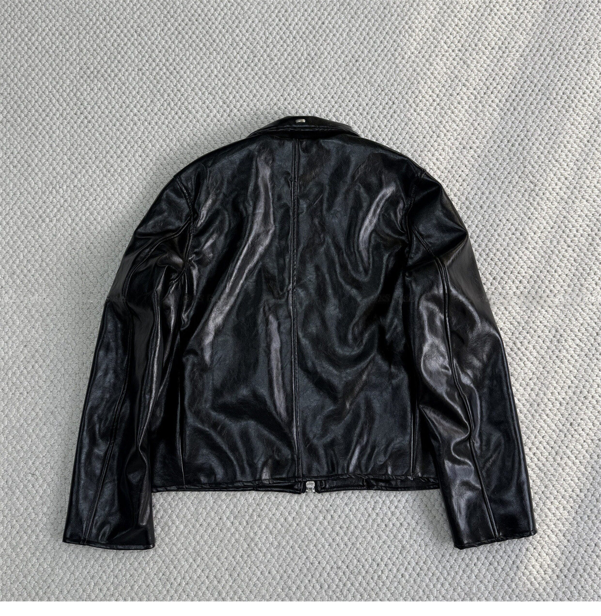 Revised Our Legacy Mini Jacket - Boxy Double-Zip Glossy Cowhide Leather