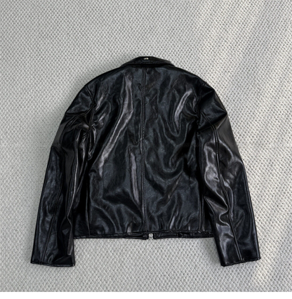 Revised Our Legacy Mini Jacket - Boxy Double-Zip Glossy Cowhide Leather