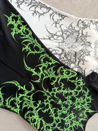 Breathedivinity Goth Cyber-Sigilism Gym Romper - Square Neck Padded Workout Bodysuit