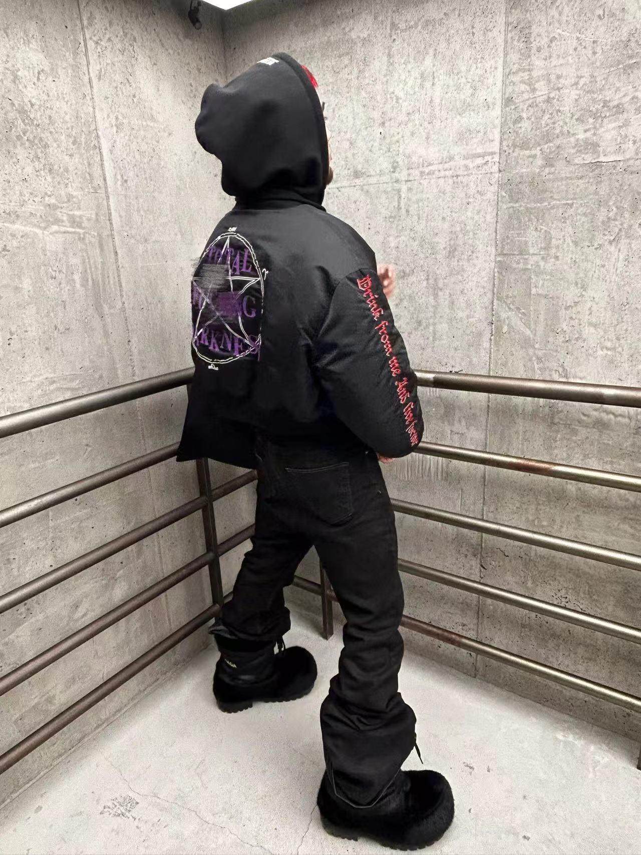 Revised Vetements Pentagram Bomber - Cropped Hooded Jacket  