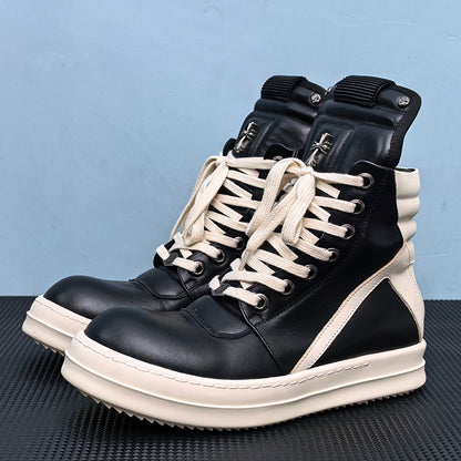 RO Jumbo Lace Geobasket - Rick Owens High-Top Leather Sneakers