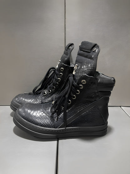 Revised RO Geobasket High-Top - Rick Owens Snake Embossed Leather  