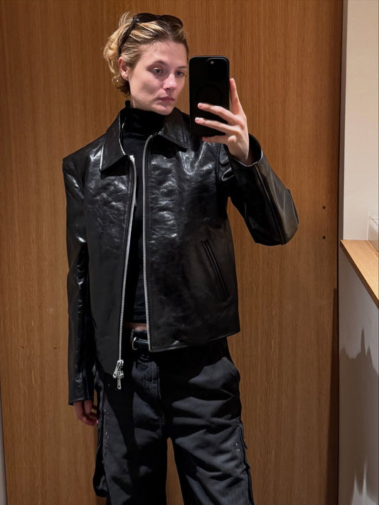 Revised Our Legacy Mini Jacket - Boxy Double-Zip Glossy Cowhide Leather