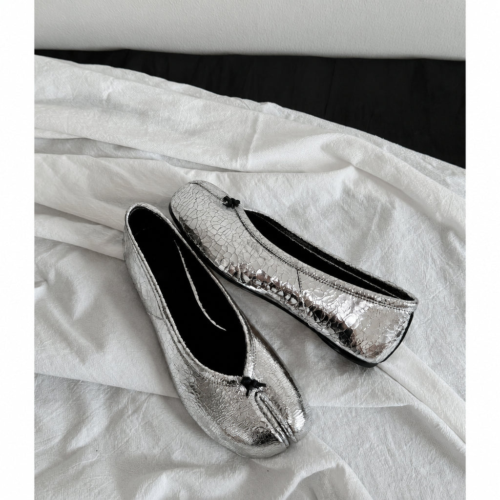 25SS MM6 Slip-On Margiela Tabi Shoes - Buttery Lambskin Split-Toe Ballet Flats