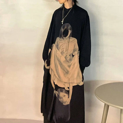 Revised Yohji 20SS Archive - Cradle Drape Printed Long Shirt (Viscose) 