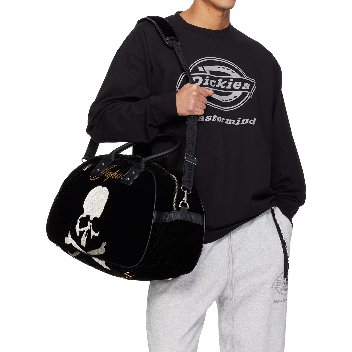 MMJ Mastermind Archive Velvet Skull Shoulder Bag - Darkwear Travel Duffle 