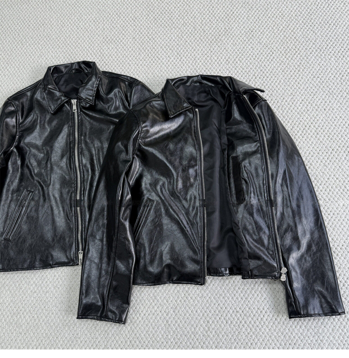 Revised Our Legacy Mini Jacket - Boxy Double-Zip Glossy Cowhide Leather